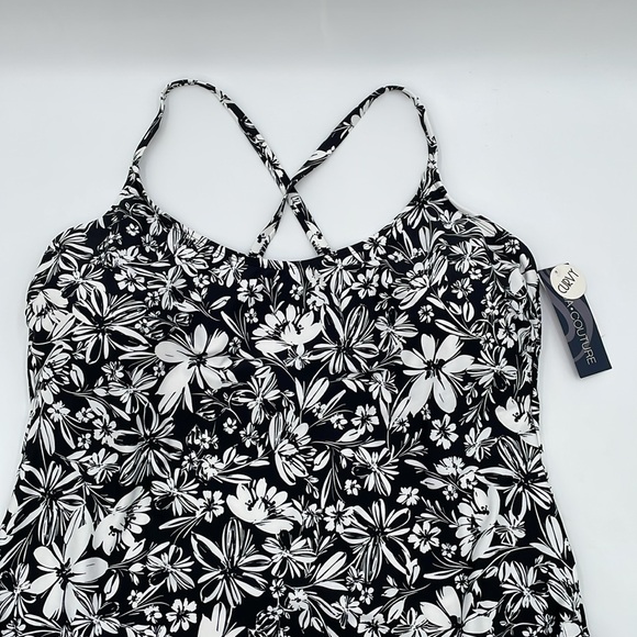Aqua Couture Black & White Curvy Adjustable Straps Removable Pads Swimsuit - 3X - Picture 3 of 14